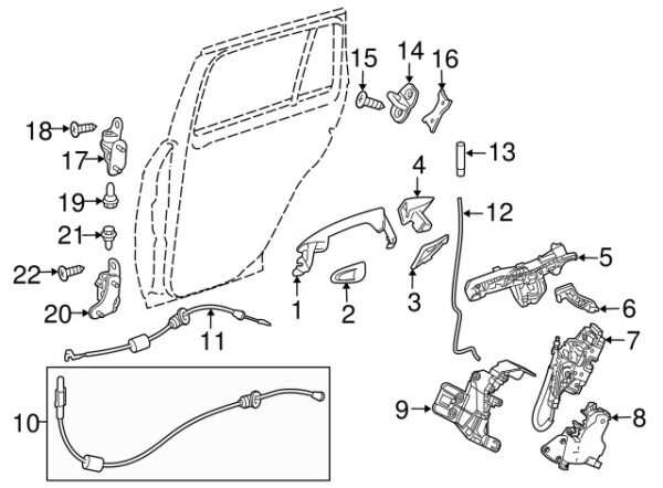 A2047330314 - Mercedes-Benz C-Class W204 door handle base mount rear left