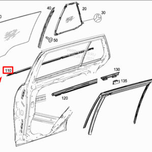 A2047354165 - NEW MERCEDES-BENZ C W204 REAR LEFT WINDOW SEALING RAIL A2047354165