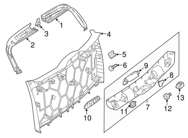 A20474316727J07 - Mercedes-Benz C-Class W204 tailgate pull handle rear right A20474316727J07
