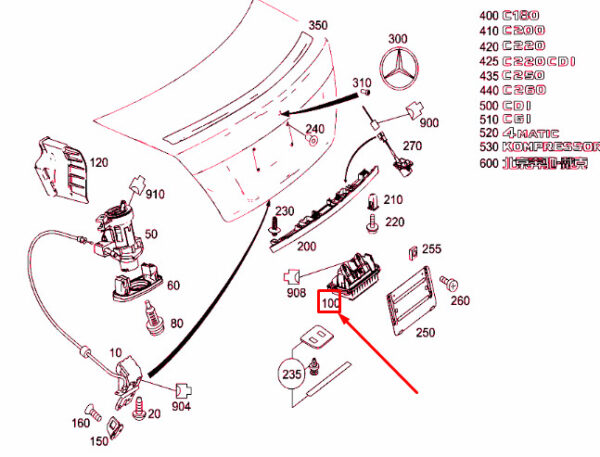 A2047500293 - NEW MERCEDES BENZ C W204 TAILGATE RELEASE HANDLE A2047500293 GENUINE