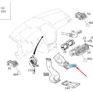 A2048300023 - NEW MERCEDES-BENZ C W204 RIGHT INSTRUMENT PANEL AIR DUCT A2048300023 GENUINE