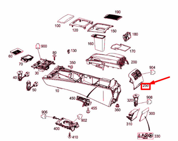 A20483009548N84 - New Mercedes-Benz C W204 Rear Center Air Vent A20483009548N84 Genuine