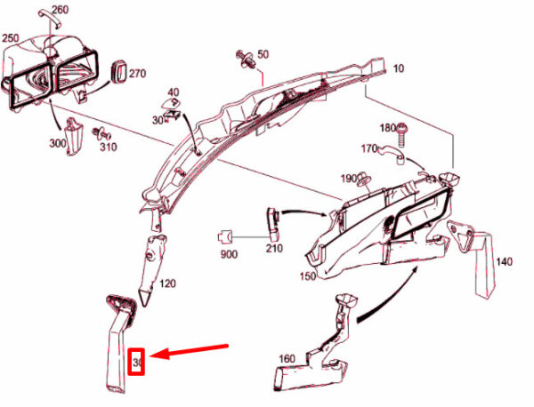A2048322325 - NEW MERCEDES-BENZ C W204 LEFT WATER DRAIN FITTING A2048322325 ORIGINAL