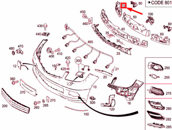 A2048850837 - NEW MERCEDES-BENZ C W204 FRONT BUMPER RIGHT IMPACT ABSORBER A2048850837 ORIGINAL