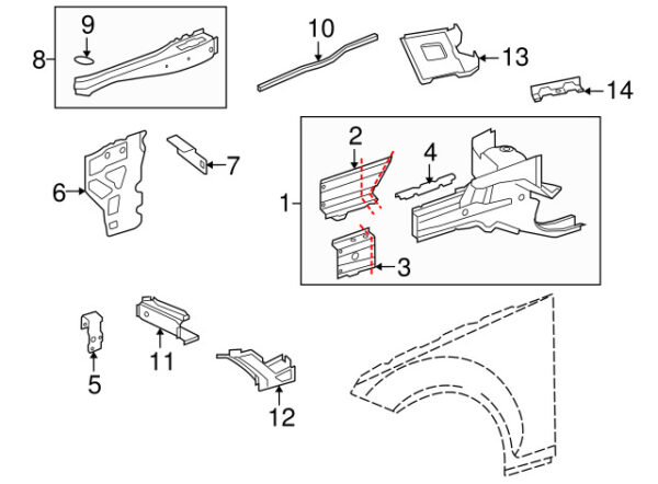 A2048890214 - Mercedes-Benz C-Class W204 Right Fender Bracket A2048890214