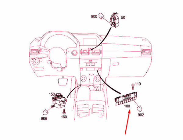A20490524039107 - NEW MERCEDES-BENZ GLK X204 UPPER CONTROL PANEL SWITCH A20490524039107 OEM