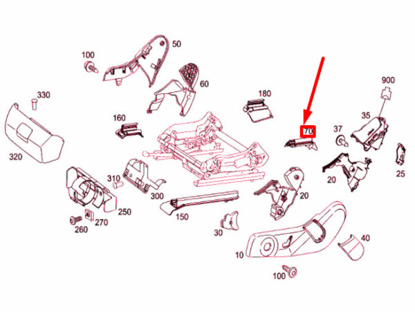 A20491921209051 - NEW MB GLK X204 FRONT LEFT SEAT REAR OUTER LEFT COVER A20491921209051 ORIGINAL