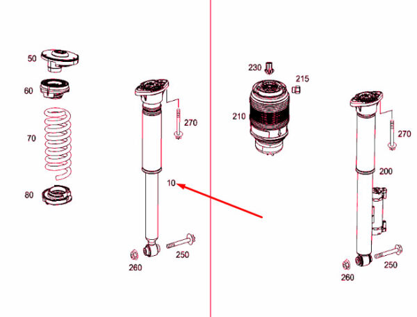 A2053203030 - NEW MERCEDES-BENZ C COUPE C205 REAR SHOCK ABSORBER A2053203030 ORIGINAL