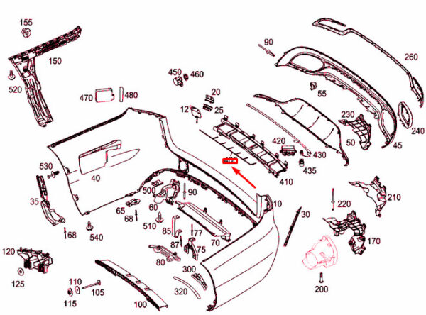 A2055405045 - NEW MB C W205 REAR BUMPER ELECTRICAL WIRING HARNESS A2055405045 ORIGINAL