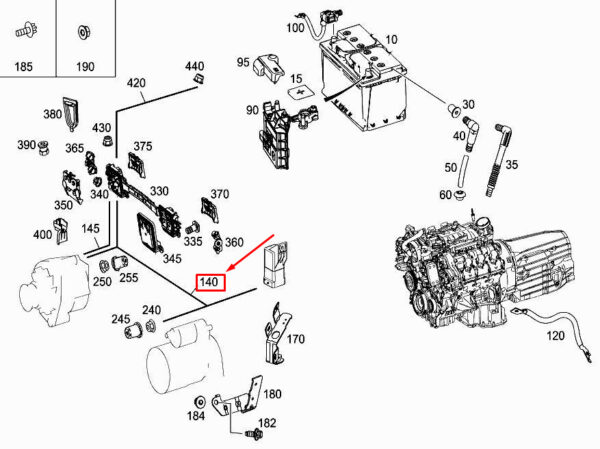 A2055407521 - New MERCEDES-BENZ C W205 Alternator Wiring Harness A2055407521