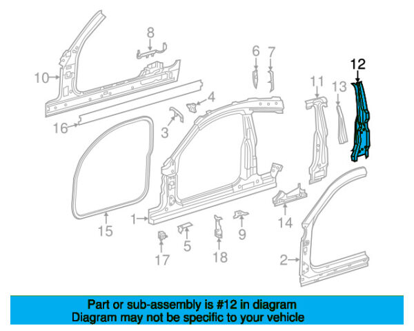 A2056301900 - Mercedes-Benz C Class A205 B-Pillar Reinforcement Left A2056301900