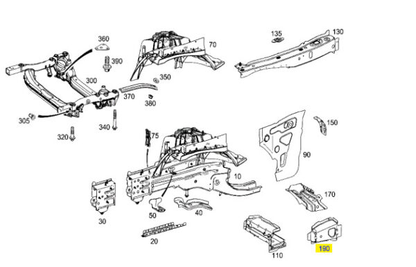 A2056371116 - Genuine Mercedes-Benz C Class W205 Front Subframe Left Reinforcement A2056371116