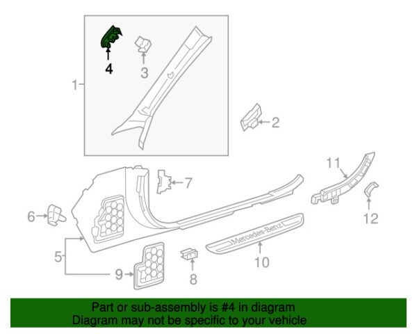 A20569220009051 - NEW MERCEDES-BENZ C CLASS RIGHT BODY A-PILLAR TRIM PANEL PLUG A20569220009051