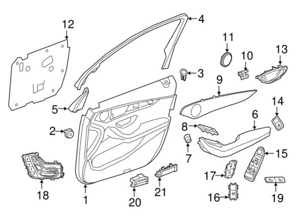 A2057202622 - Mercedes-Benz C-Class A205 Front Right Door Trim Panel A2057202622