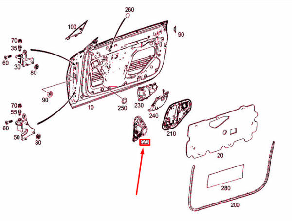 A2057208606 - NEW MERCEDES-BENZ C COUPE C205 FRONT RIGHT DOOR SEAL A2057208606 ORIGINAL