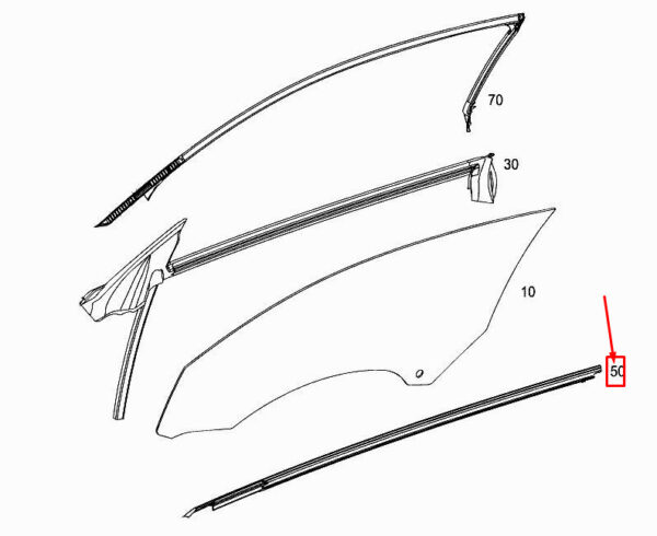 A2057208713 - NEW MERCEDES-BENZ C COUPE C205 FRONT LH WINDOW SEALING RAIL A2057208713