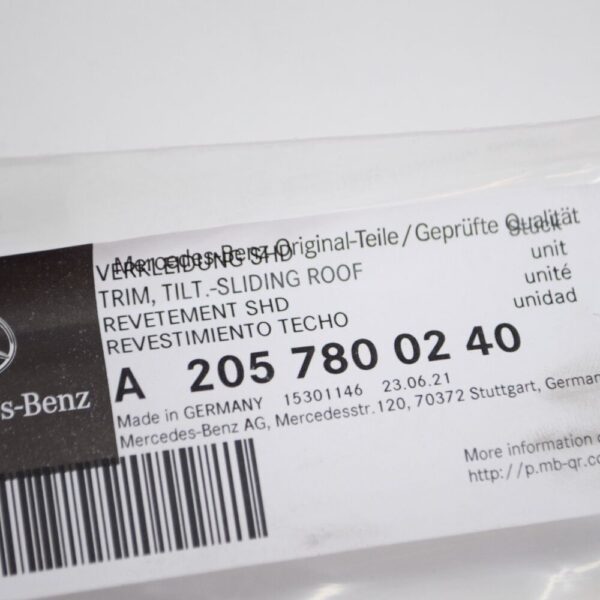 A205780024064 - MERCEDES-BENZ C W205 TILT ROOF TRIM SLIDE A205780024064 NEW GENUINE