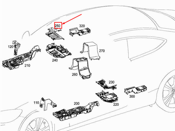 A2058213200 - NEW MERCEDES-BENZ C COUP� C205 RH CENTER CABLE CABLE COVER A2058213200