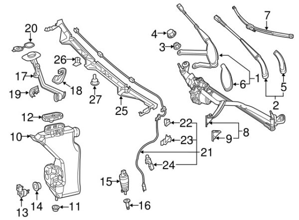 A205824000064 - Mercedes-Benz C-Class A205 windshield wiper arm cover front left
