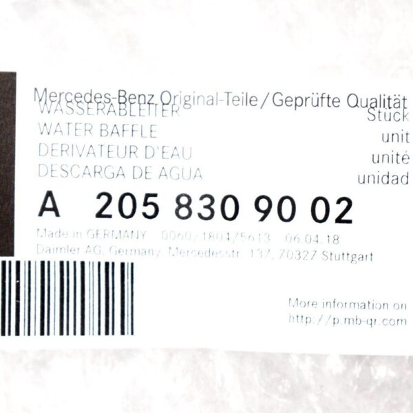 A2058309002 - Mercedes-Benz C W205 2.0i water guide plate front right A2058309002, new,