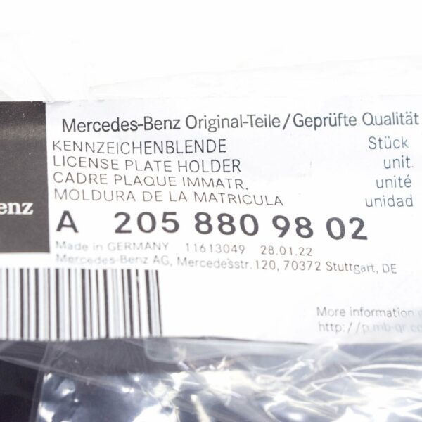 A2058809802 - NEW MERCEDES-BENZ C W205 FRONT BUMPER LICENSE HOLDER A2058809802 GENUINE