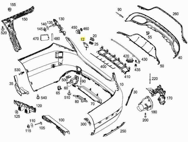 A20588502249999 - Mercedes-Benz C W205 rear bumper towing hook eye cover genuine A