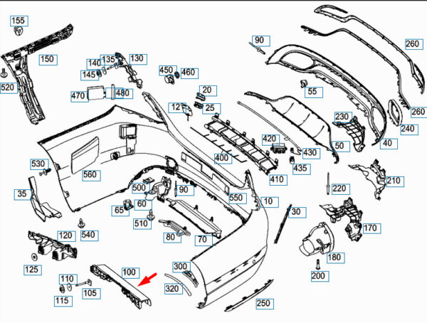 A2058850265 - MERCEDES-BENZ C-CLASS W205 Rear Bumper Basic Carrier A2058850265 NEW OEM