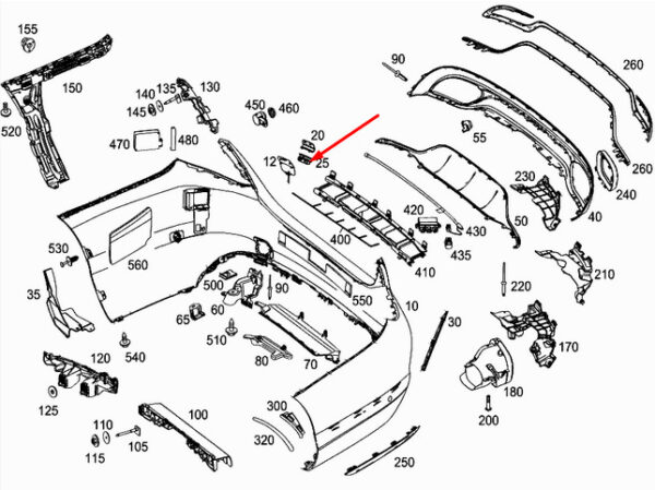 A2058850824 - NEW MB C-CLASS W205 REAR BUMPER DIFFUSER TOW HOOK COVER A2058850824 2016