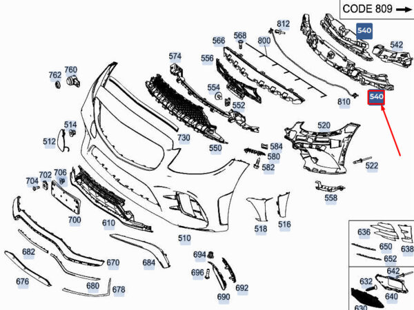 A2058854201 - NEW MERCEDES-BENZ C COUPE C205 FRONT BUMPER IMPACT ABSORBER A2058854201