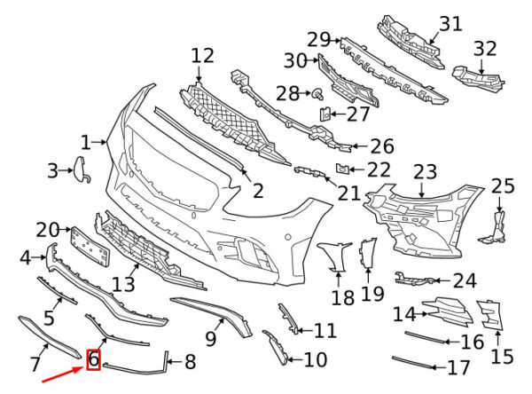 A2058856704 - NEW MERCEDES-BENZ C W205 AMG FRONT BUMPER RIGHT SIDE MOLDING A2058856704