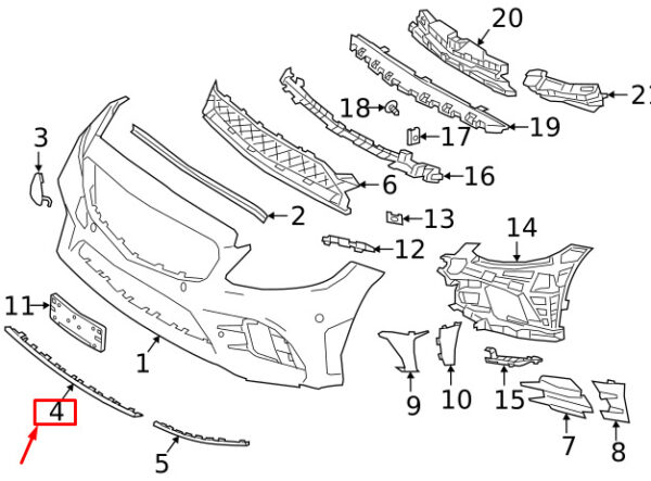 A2058858802 - NEW MERCEDES-BENZ C W205 AMG FRONT APRON CENTRAL LOWER TRIM A2058858802