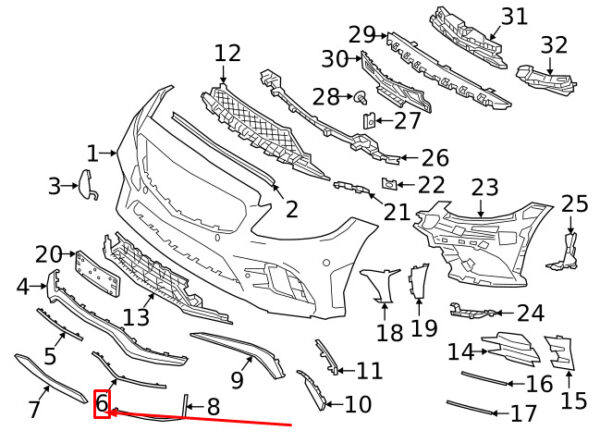 A2058859202 - NEW MERCEDES-BENZ C W205 AMG FRONT BUMPER LEFT SIDE MOLDING A2058859202 ORIGINAL