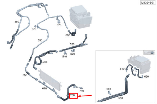 A2065012404 - Mercedes-Benz C W206 C43 AMG Engine Coolant Hose A2065012404 NEW ORIGINAL