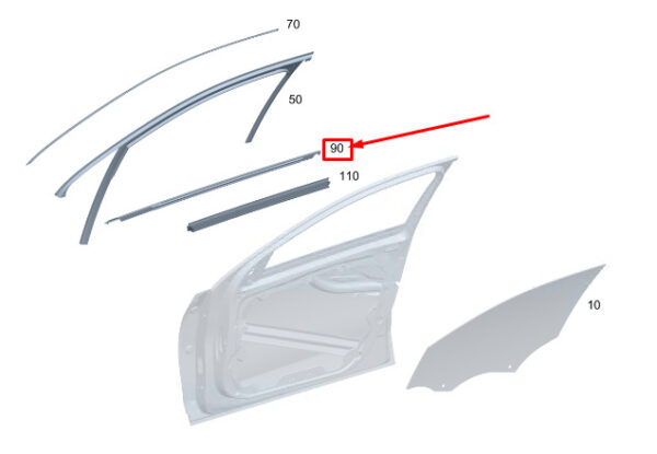 A2067201500 - New MERCEDES-BENZ C S206 Front Left Outer Door Sealing Rail A2067201500