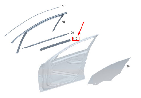 A2067250300 - New MERCEDES-BENZ C S206 Front Left Inner Door Sealing Rail A2067250300