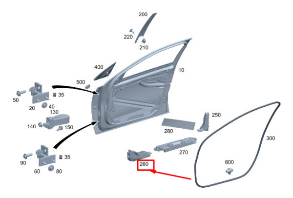 A2067254400 - MERCEDES-BENZ C S206 Front Right Door Impact Absorber A2067254400 NEW GENUINE