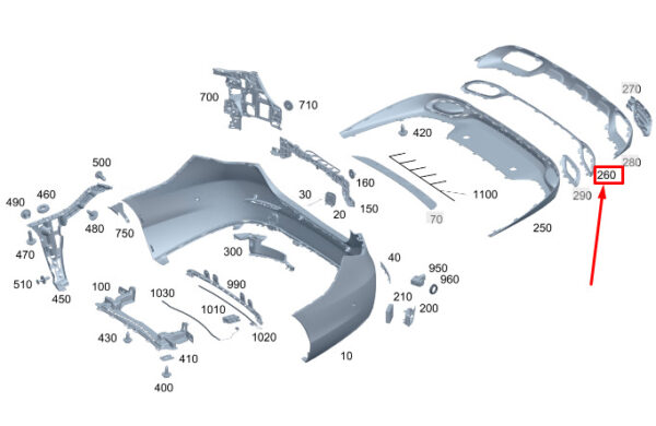 A2068854900 - Mercedes-Benz C W206 Molding Rear Bumper Center A2068854900 NEW ORIGINAL