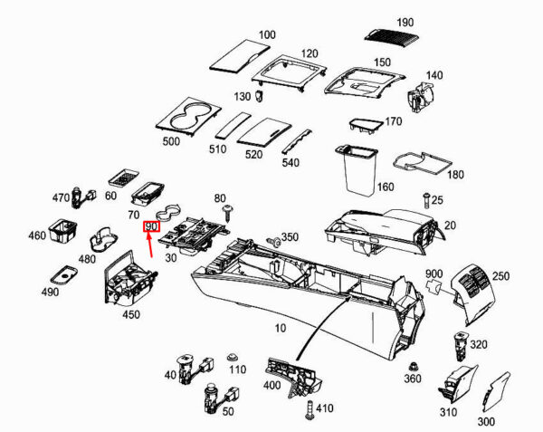 A2073160370 - Storage compartment for Mercedes-Benz e convertible A207. Insert A2073160370 NEW ORIGINAL