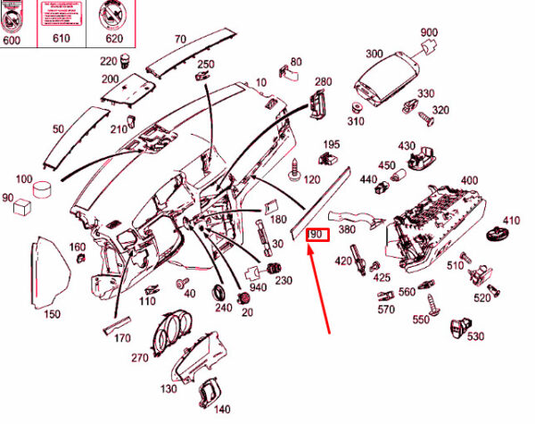 A2076802671 - NEW MERCEDES-BENZ E C207 DASHBOARD RIGHT ORNAMENTAL TRIM LHD A2076802671