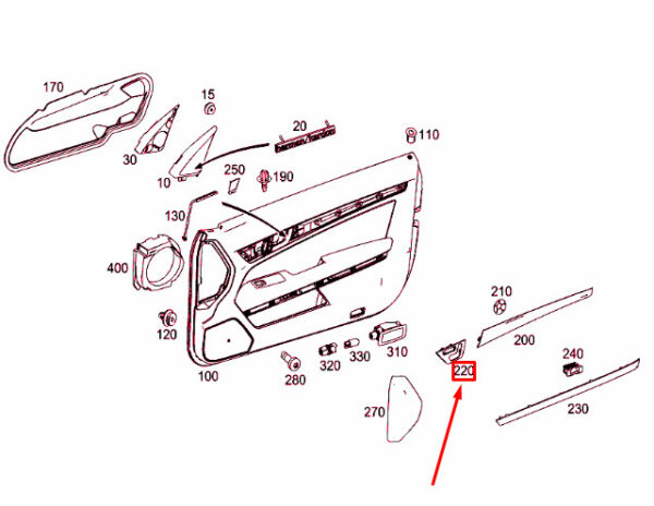 A2077207622 - New MERCEDES-BENZ E C207 Front Right Door Moulding A2077207622