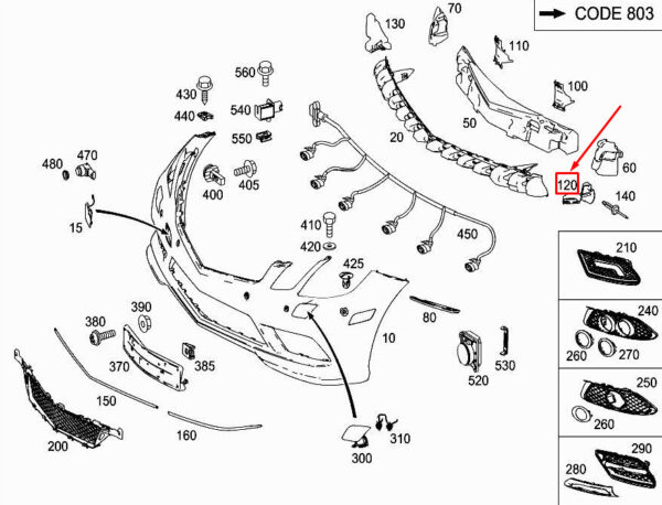 A2078851616 - NEW MERCEDES-BENZ E CABRIO A207 FRONT RIGHT BUMPER BRACKET A2078851616 ORIGINAL