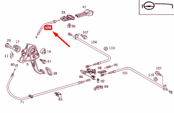 A2084200085 - NEW MERCEDES-BENZ CLK C208 PARKING BRAKE CABLE LHD A2084200085 ORIGINAL