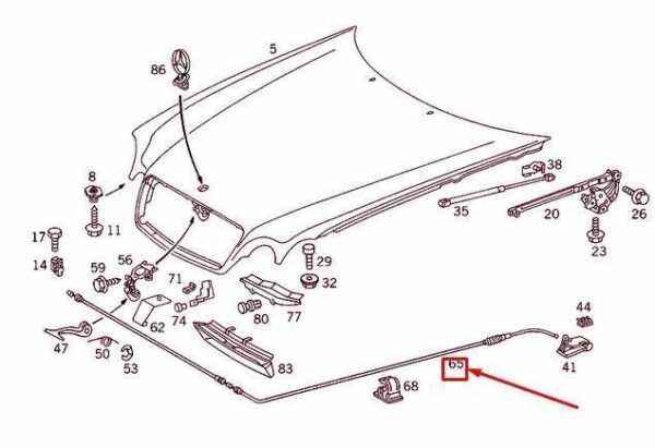 A208880005964 - Mercedes-Benz CLK C208 ORIGINAL ENGINE HOOD RELEASE CABLE A2088800059