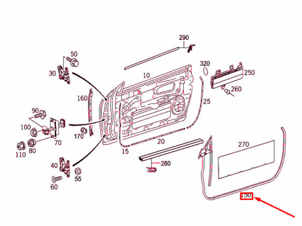 A2097200178 - NEW MB CLK C209 FRONT LEFT DOOR BONDED SEALING FRAME A2097200178 OEM