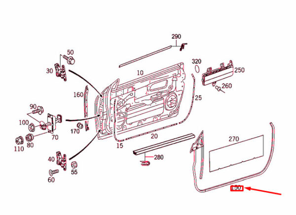 A2097200278 - NEW MB CLK C209 FRONT RIGHT DOOR BONDED SEALING FRAME A2097200278 OEM