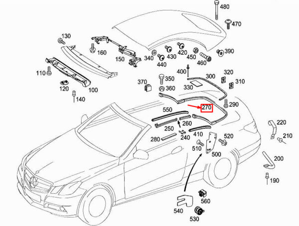 A2097700098 - NEW MERCEDES-BENZ E CABRIO A207 REAR ROOF SEALING A2097700098 ORIGINAL