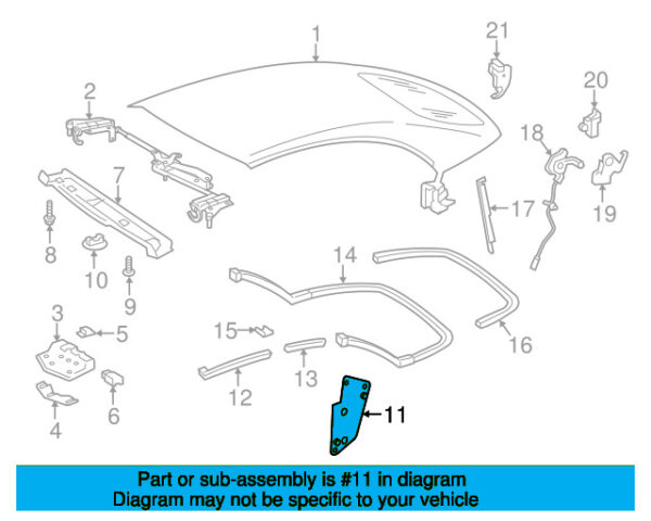 A2097700123 - Mercedes-Benz CLK-Class C209/A209 Left Convertible Deck Mounting Plate