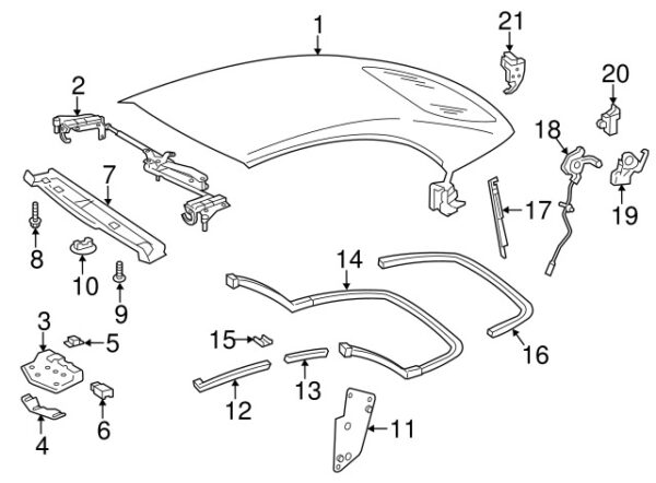 A2097700123 - Mercedes-Benz CLK-Class C209/A209 Left Convertible Deck Mounting Plate