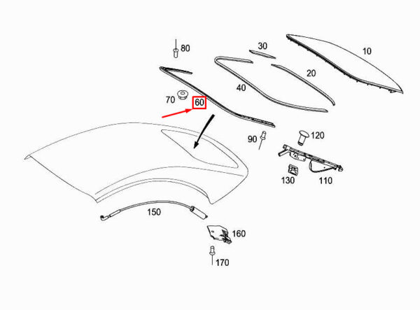 A2097710005 - NEW MERCEDES-BENZ E A207 CONVERTIBLE REAR GLASS FRAME A2097710005