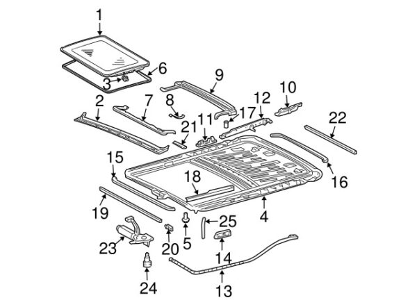 A2097800661 - Mercedes-Benz CLK-Class C209/A209 sunroof guide rail right